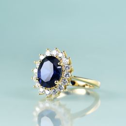 Avec des pierres latérales Gemmes Beauté Princesse Diana Inspiré Déclaration Bague de Fiançailles 14K Gold Filled Sterling Silver Lab Blue Sapphire Birthstone Ring 230516