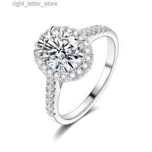 Met zijstenen Halo Moissanite verlovingsringen voor vrouwen 925 sterling zilver gecertificeerde ring 1-2ct ovaal geslepen D-kleur Lab diamanten band sieraden YQ231209