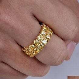 Met zijstenen Hip Hop Jewelry Mens Diamond Finger Ring Rapper Gold Charms Women Love Engagement Fashion Rings Sets Drop de Dhxwa