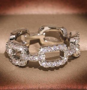 Met Zijstenen Hot Fashion Brand Designer Band Ringen voor Vrouwen Zilver Shining Crystal Ring Party Bruiloft Sieraden met CZ Bling Diamond Stone 24318