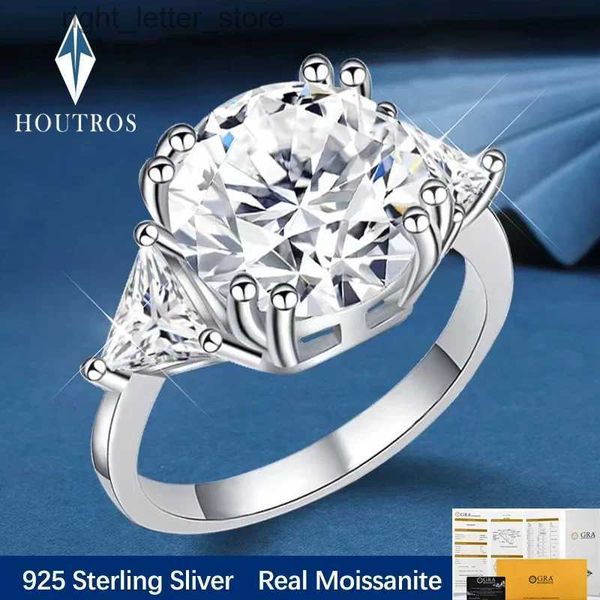 Avec pierres latérales Houtros 5CT D couleur vraie bague de mariage Moissantie en argent Sterling 925 grand anniversaire de fiançailles bague en diamant cadeau Test réussi YQ231209