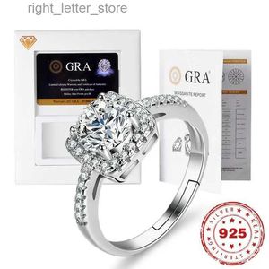 Met zijstenen HOYON Real 1 Moissanite Ring Set Box GRA Certificaat S925 Sterling Zilver D Kleur Diamant VVS Engagement Bruiloft Sieraden YQ231209