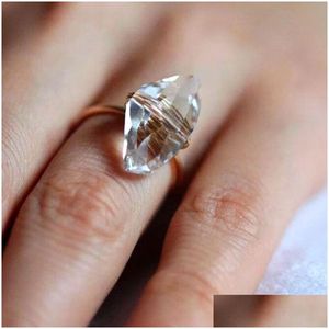 Met zijstenen Ins Mode Natuurlijke Edelsteen Verstelbare Ring Dames Goud Gevulde Handgemaakte Kristallen Grote Steen Voor Sieraden Groothandel Ir Dhann