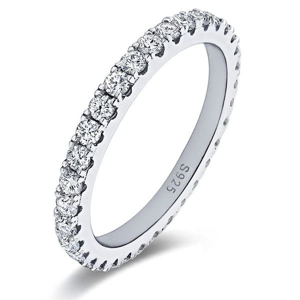 Avec des pierres latérales IOGOU 2mm D bande de mariage éternelle colorée originale en argent sterling 925 bague empilable en or blanc pour les femmes en gros 230512