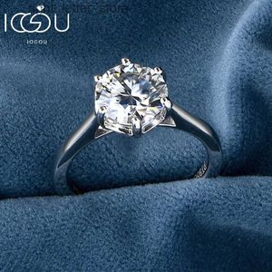 Met zijstenen IOGOU PT950 Platina 2/3ct 4ct Solitaire D Kleur Moissanite Ring Diamanten Bruiloft Belofte Ringen voor Vrouwen Verlovingssieraden Cadeau YQ231209