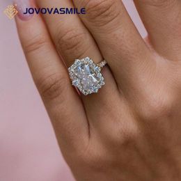 Avec des pierres latérales jovovasmile 4ct bague de fiançailles femmes 18k or 7 5x10 mm radian coupé en diamant anneaux de mariage bijoux beaux accessoires 230214