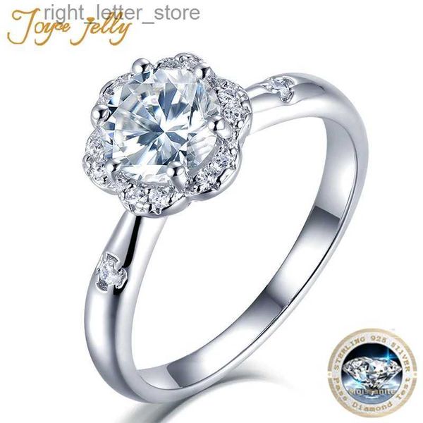 Con piedras laterales JoyceJelly Classic 925 joyería de plata esterlina 1 ct D Color Moissanite anillo para mujeres en forma de flor joyería de fiesta regalo al por mayor YQ231209