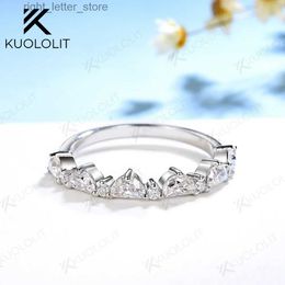 Com pedras laterais Kuololit 1.3ctw meia lua anéis de moissanite para mulheres homens solo 18K 14K 10K faixa de ouro branco para noivado casamento clássico YQ231209