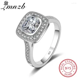 Con piedras laterales lmnzb sólido original 925 anillo de plata esterlina compromiso de la moda anillos finos regalos de joyería para mujeres lO-037