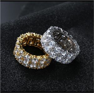 Avec des pierres latérales du concepteur de luxe Anneaux Hip Hop Bijoux Hip Hop Iced Out Diamond Ring Wedding Engagement Gold Sier Finger Char2941100