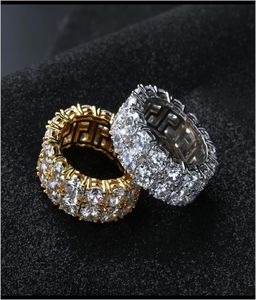 Met zijstenen Luxe designer Mens Rings Hip Hop Jewelry Iced Out Diamond Ring Wedding Engagement Gold Sier Finger Char1320805