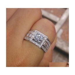 Met zijstenen Heren trouwringen mode sier edelsteen verloving sieraden gesimuleerde diamanten ring voor 661 Q2 drop levering dhmvp