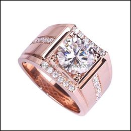 Met zijstenen Moissanite diamanten ring voor mannen gulle verloving bruiloft sieraden 18k rose goud sier ringen drop leveren carshop2006 dhssu