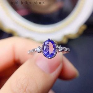 Met zijstenen natuurlijke 5 * 7 mm tanzanite ring uitstekend geslepen damesverlovingscadeau echt 925 sterling zilver YQ231209