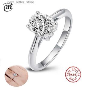 Met Zijstenen Nieuwe S925 Sterling Zilveren Ring Ovale 2ct Gemaakt Moissanite Trouwringen Voor Vrouwen Engagement Diamond Ring Sieraden groothandel YQ231209