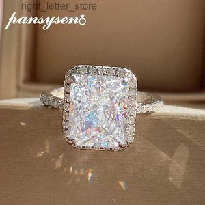 Met zijstenen PANSYSEN 925 sterling zilver gemaakte moissanite diamanten edelsteen bruiloft verklaring vingerringen voor vrouwen luxe verstelbare ring YQ231209