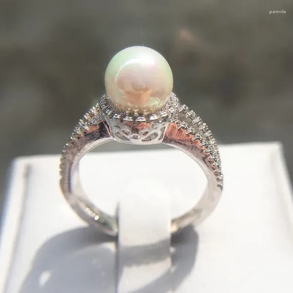 Avec des pierres latérales anneaux de perles pour femmes cubiques zirconi anneau de mariage pierre de mariée de bijoux accessoires de bijoux bijoux cadeaux amis