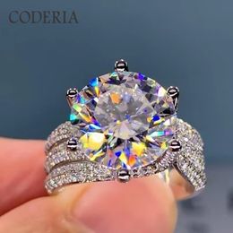 Avec pierres latérales Véritable Mossanite D Couleur Classique 6 Griffe 5 Bagues de luxe Or blanc 18 carats Argent sterling 925 Bague femme mariage diamant complet 230701