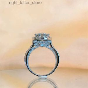 Com pedras laterais real prata esterlina 18k ouro branco moissanite pedra anel redondo casamento noivado anéis de eternidade feminino s925 jóias yq231209