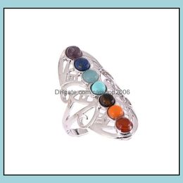 Met zijstenen ringen sieraden 7 chakra kralenvinger reiki nce meditatie genezingspunt charme verstelbare yoga holle bloem vrouwen ring drop d