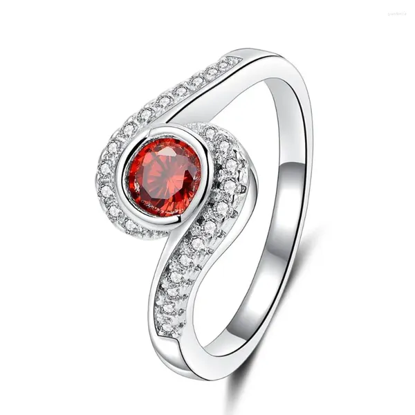 Avec des pierres latérales seanlov mode cristal zirconia sliver couleurs anneaux pour femmes fiançailles de luxe