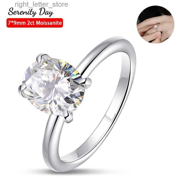 Avec pierres latérales sérénité quatre griffes D couleur 2 ovale colombe en forme d'oeuf Moissanite bague S925 plaque en argent Sterling Pt950 bande bijoux en gros YQ231209