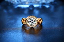 Met zijstenen sexy moeder mode gouden sieraden ronde vorm cz crystal trouwringen voor vrouwen romantisch cadeau