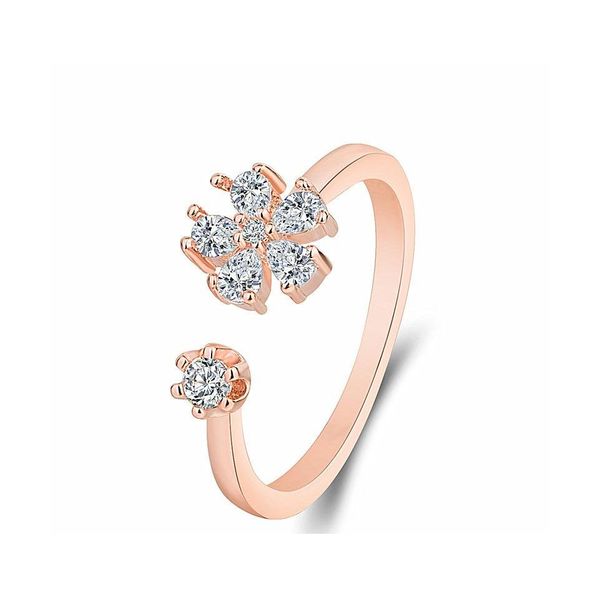 Avec des pierres latérales Sier bijoux bague Style féminin pour les affaires anniversaire jour cadeau chanceux trèfle anneaux livraison directe Dhzwt