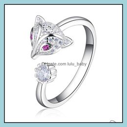 Met zijstenen Sier -ringen voor vrouw nieuwe mode sieraden hoogwaardige kristal zirkoon ring maat verstelbare druppel levering 2021 lulubaby dhn8p
