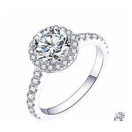 Met zijstenen Sier -ringen voor vrouwen natuurlijke zirconia diamant witgoud bruiloft verlovingsband bruids sieraden drop levering dhbrs