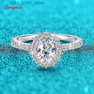 Met zijstenen Smyoue 1ct 5*7mm gecertificeerde Moissanite ringen voor vrouwen bruids bruiloft diamanten band S925 sterling zilver meisjes verjaardagscadeau YQ231209