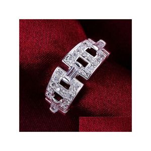 Met zijstenen Top 925 Sier 8 woorden ringen GSSR476 Factory Direct Sale Brand Fashion Sterling Finger Ring Drop levering sieraden Dhkva