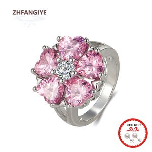 Met zijstenen trendy ring 925 zilveren sieraden accessoires voor vrouwen bruiloftsfeest hartvorm zirkon edelstenen vingerringen groothandel grootte 6-10 230516