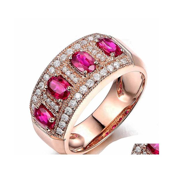 Avec Des Pierres Latérales Vintage Or Rose Anneaux De Mariage Pour Les Femmes Bijoux De Mode De Luxe Blanc Zircon Bague De Fiançailles Drop Delivery Dhplv