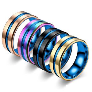 Met zijstenen Voelaf 2023 roestvrij staal nieuwe dominante ringen voor koppel minimalistische sieraden met afgeschuinde gleuf blauwe achtergrond Dhfnu