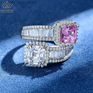 Avec pierres latérales WUIHA 925 argent Sterling saphir rose Citrine améthyste émeraude rubis simulé Moissanite bague en pierres précieuses pour les femmes livraison directe YQ231209