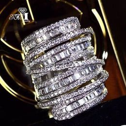 Met zijstenen Yayi sieraden modecomplex ontwerp prinses gesneden 260 stcs aaaaa wit zirkoon zilveren kleur verloving trouwfeest cadeau ringen 230512