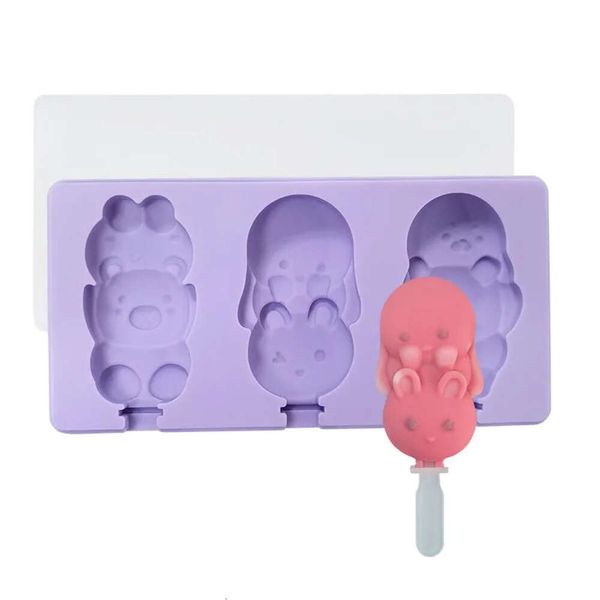 avec un caricot animé en silicone Crème Coud Bunny Bear Popsicle Ice Cube Cube Moule Fromage Gift Accessoires