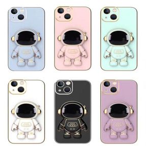 Met ruimte astronaut beugel houder zachte TPU -hoesjes voor iPhone 14 13 mini 12 pro max 11 xr x xs max 8 7 6 6s cartoon schattige chromed p1160423