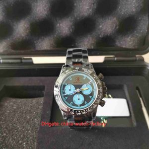 Met kofferbakheren Waak 40 mm x 13 mm Cosmograph Blaken Black PVD Case horloges chronograph cal.4130 Beweging Mechanische automatische heren polshorloges geven riem