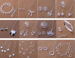 Envío gratis con número de seguimiento Nueva joyería encantadora de las mujeres de la moda 925 plata 12 conjunto de joyas de mezcla 1452