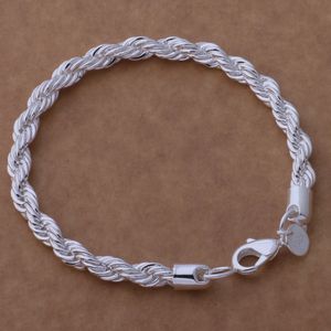 Livraison gratuite avec numéro de suivi Top vente 925 Bracelet en argent 3 MM corde de chanvre Bracelet bijoux en argent 20 Pcs/lot pas cher 1796