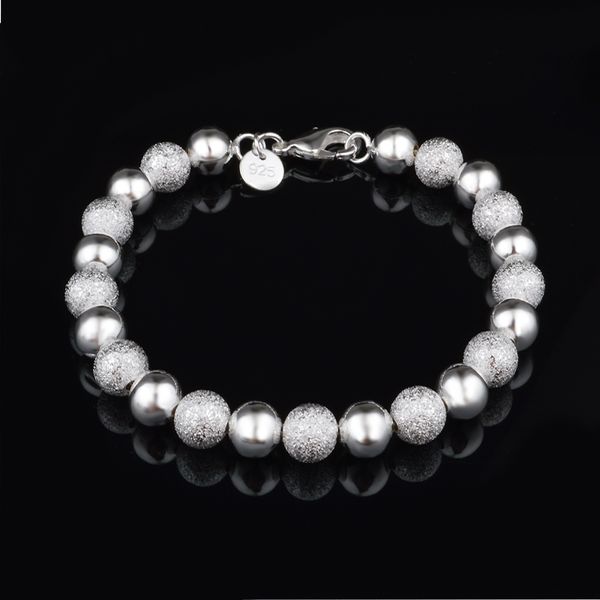 Envío gratis con número de seguimiento Venta superior 925 Pulsera de plata Arena entre cuentas de luz de flash Pulsera Joyería de plata 20 Unids / lote barato 1585