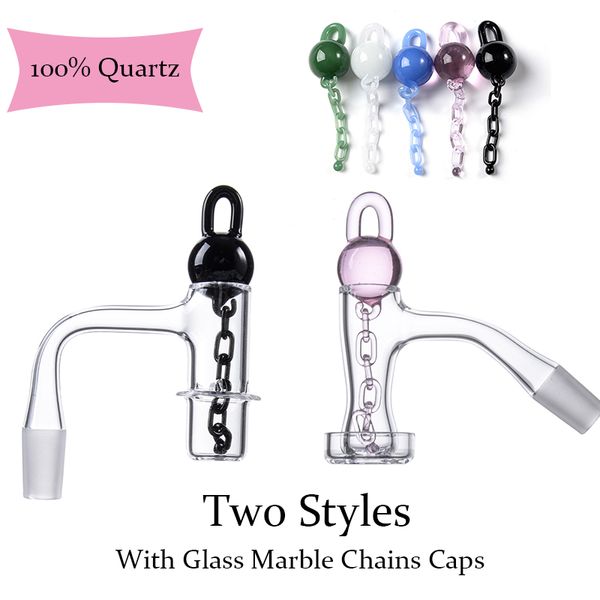 Avec des chaînes de marbre en verre Unqiue Cap Deux styles 100% Quartz Banger Accessoires pour fumer Sans couture Soudure complète Bangers à quartz épais biseautés FWQB10 17