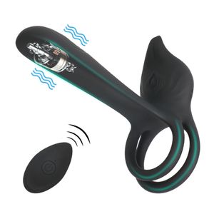 Con vibratori Strap On Anello del pene per gli uomini Estensore del cazzo Allargamento Donne Clitoride Stimolatore vaginale Plug anale Giocattoli del sesso Coppia 240102