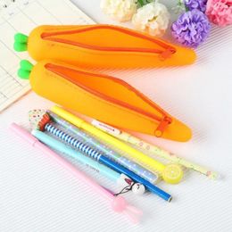 Avec fermeture éclair fruits et légumes trousse à crayons en silicone étudiant stylo sac étanche enfants