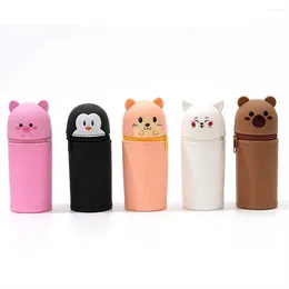 Avec zipper silicone crayon dessin animé forme de forme d'animal pochet de bureau