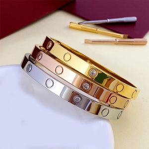 Withbox Brazalete de moda Pulseras de acero inoxidable Famosos diseñadores de lujo Joyería de marca para mujeres Pareja TORNILLO AMOR 6 mm 4 diamantes al por mayor