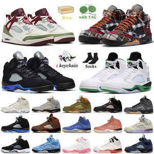 Jordan 5s Jumpman 5 zapatos de baloncesto zapatos de deporte para hombres colón marrón dragón de medianoche navidad afortunado verde plano negro tela fina zapatillas【code ：O】