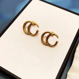 Zonder dozen luxe vrouwen mode oorbellen ontwerper g letter stud ring hanger topkwaliteit verlovings oorbel voor dame groothandel